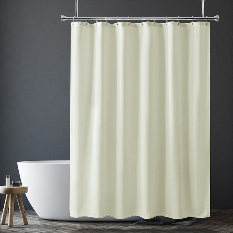 Amazer Ivory Shower Curtain Liner, Ivory Fabric Shower Liner, 2-in-1 Bathroom Shower Curtain and Liner, 12 Grommet Holes, Water Proof, Machine Washable, Hotel Quality, 72 x 72 Inches - Image 1